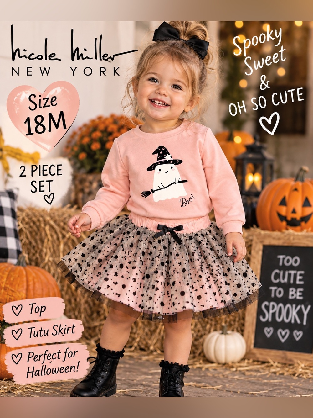 Nicole Miller New York Baby Girl Halloween Ghost Tutu Outfit 18M NWOT